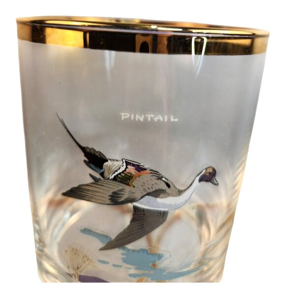 Culver Ned Smith 22k Gold Rim Duck Waterfowl Double Old-Fashioned Glasses Set Of - Picture 8 of 16